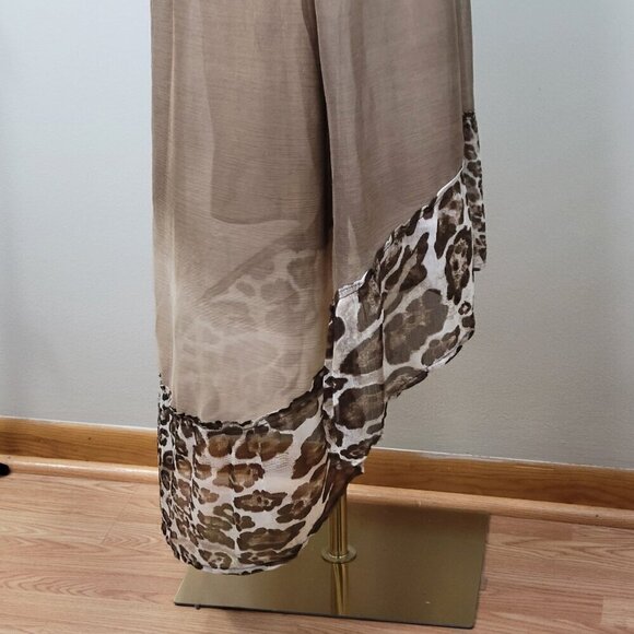 DOTS Maxi Long Summer Date Dress Leopard Animal Print Sz 1X Sheer Chiffon Beach - Picture 6 of 10